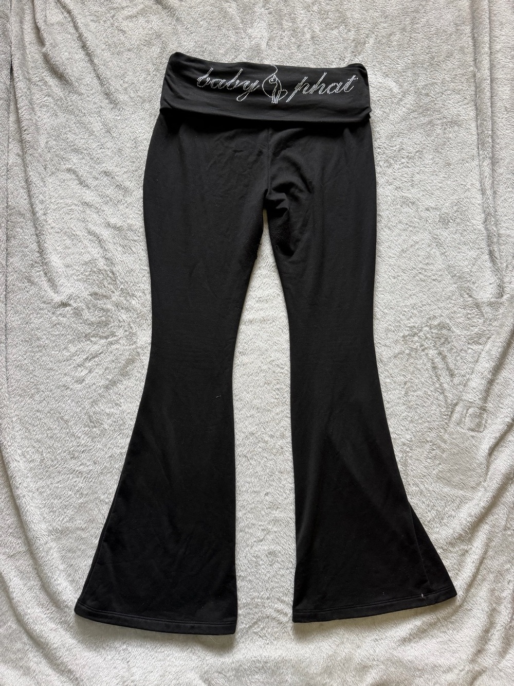 Baby Phat Black Flared Fold-Over Waist Pants